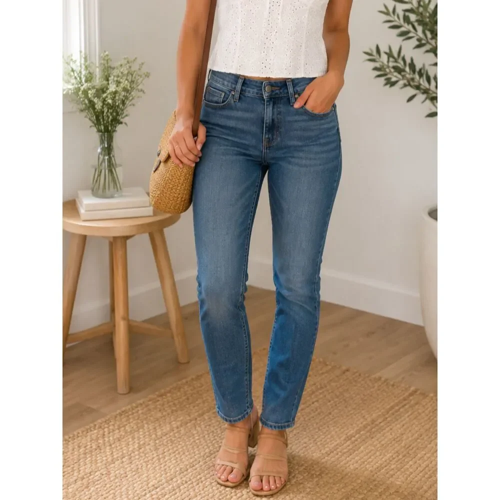 Old Navy Rockstar Super Skinny Jeans 6 Petite Short Blue Stretch Mid Rise